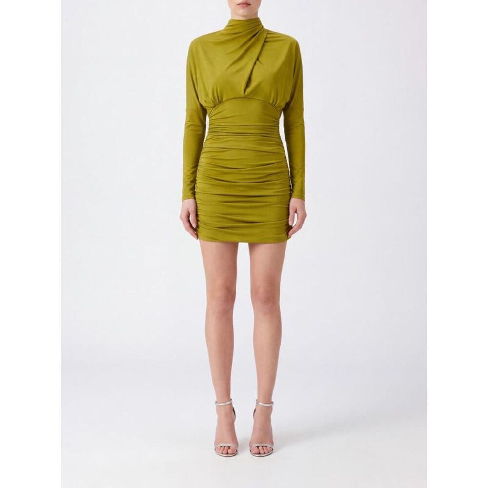 Balmain Women Balmain Draped High-Neck Viscose Sheath Mini Dress